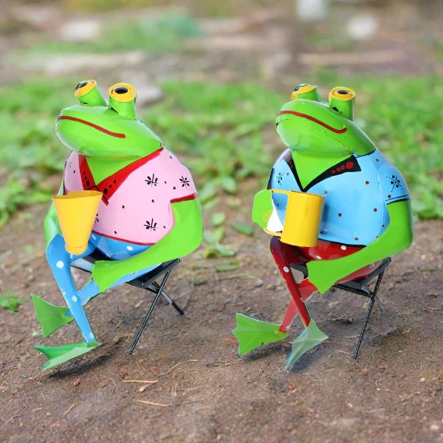 Make your garden hop with these playful metal frogs, perfect for adding a touch of whimsy to your outdoor space. The Mr. and Mrs. Froggie pair will bring charm and character to any garden, while also serving as a unique and eye-catching decor piece.