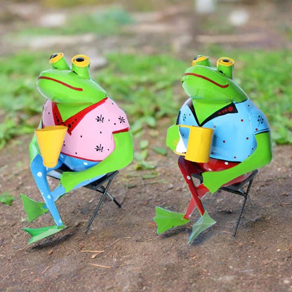 Make your garden hop with these playful metal frogs, perfect for adding a touch of whimsy to your outdoor space. The Mr. and Mrs. Froggie pair will bring charm and character to any garden, while also serving as a unique and eye-catching decor piece.