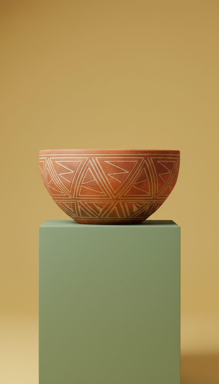 Terracotta Planter with Carved Geometric Pattern
