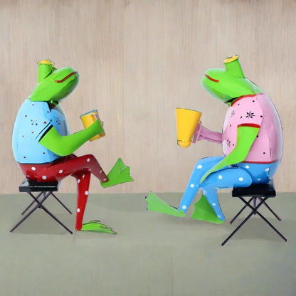 Make your garden hop with these playful metal frogs, perfect for adding a touch of whimsy to your outdoor space. The Mr. and Mrs. Froggie pair will bring charm and character to any garden, while also serving as a unique and eye-catching decor piece.