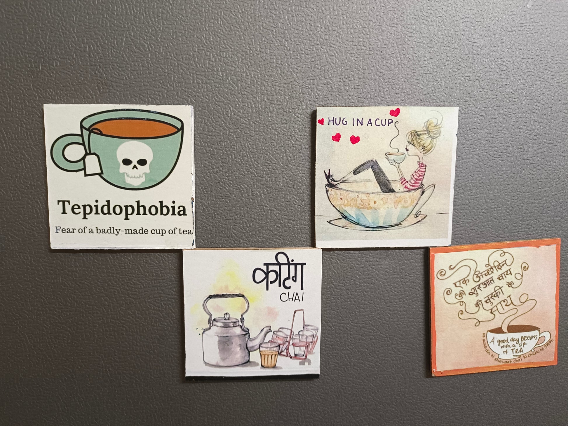 Upgrade your fridge with these high-quality magnets! This set of four fridge magnets is perfect for organizing your notes, reminders, and photos. Made with strong magnets, they ensure a secure hold and won't slide down. Keep your fridge tidy and stylish with these practical and durable magnets.