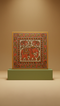 Hand-Painted Wall Art Panel with Folk Motifs