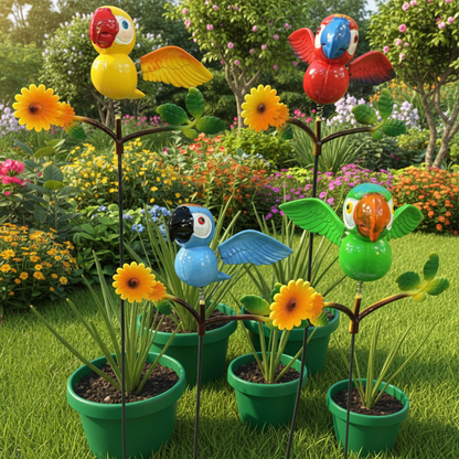 Parrot with flowers