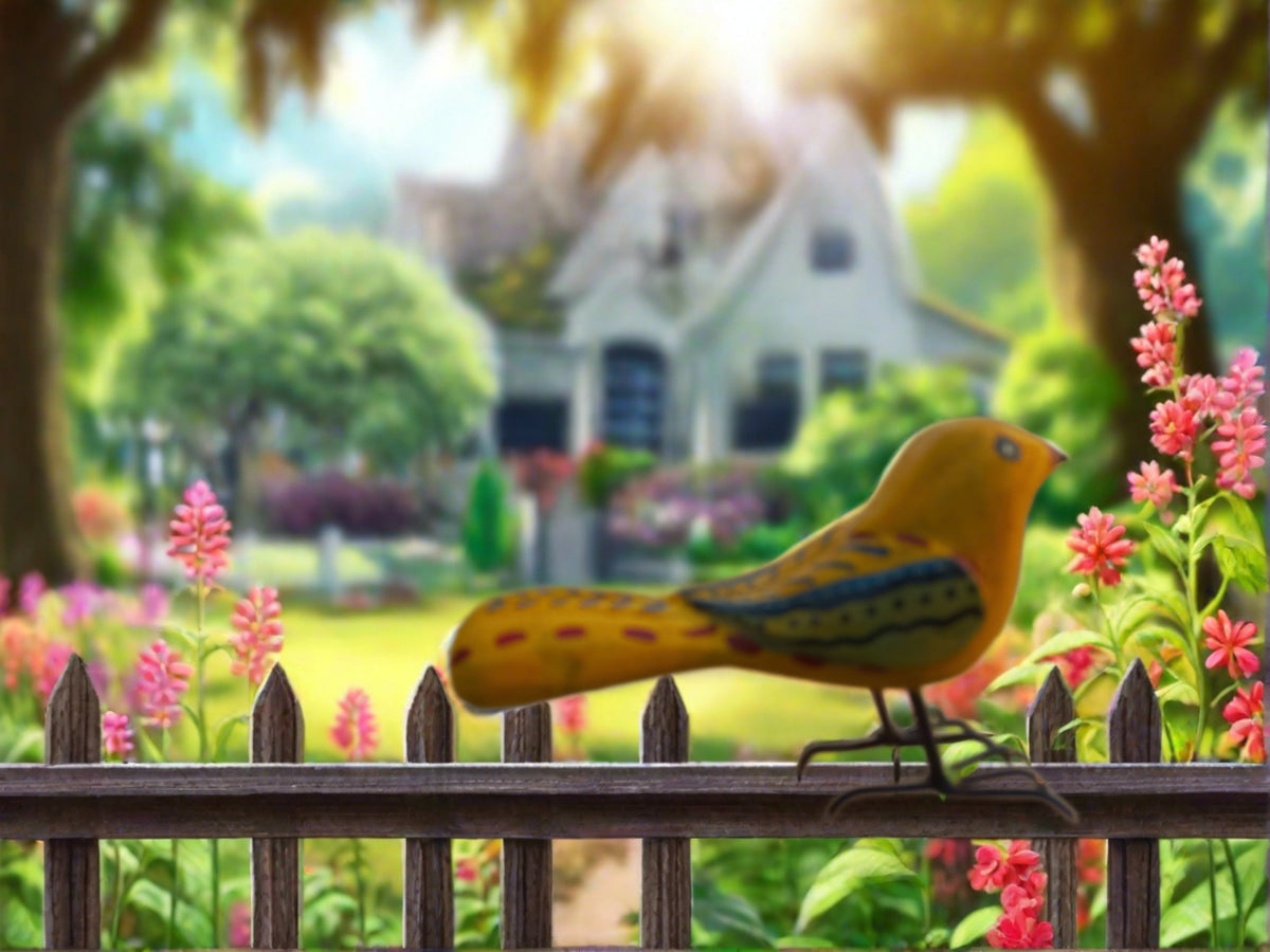 Wooden Chirping birds with iron legs are excellent gifting options for garden lovers. Place them randomly on your plants to replicate more closely to nature. 