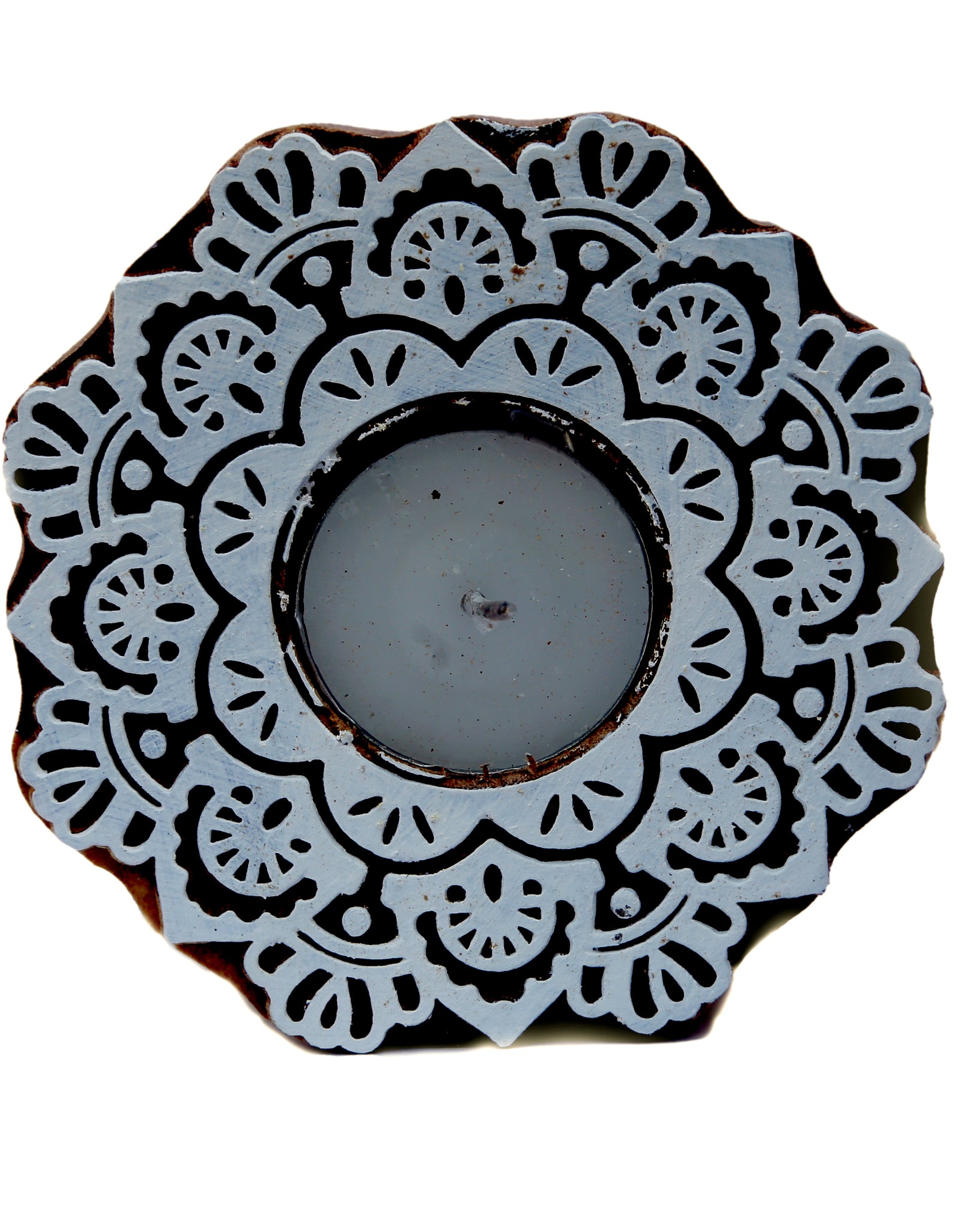 Gleam T lite  Wooden Carved holders (Set of 2)