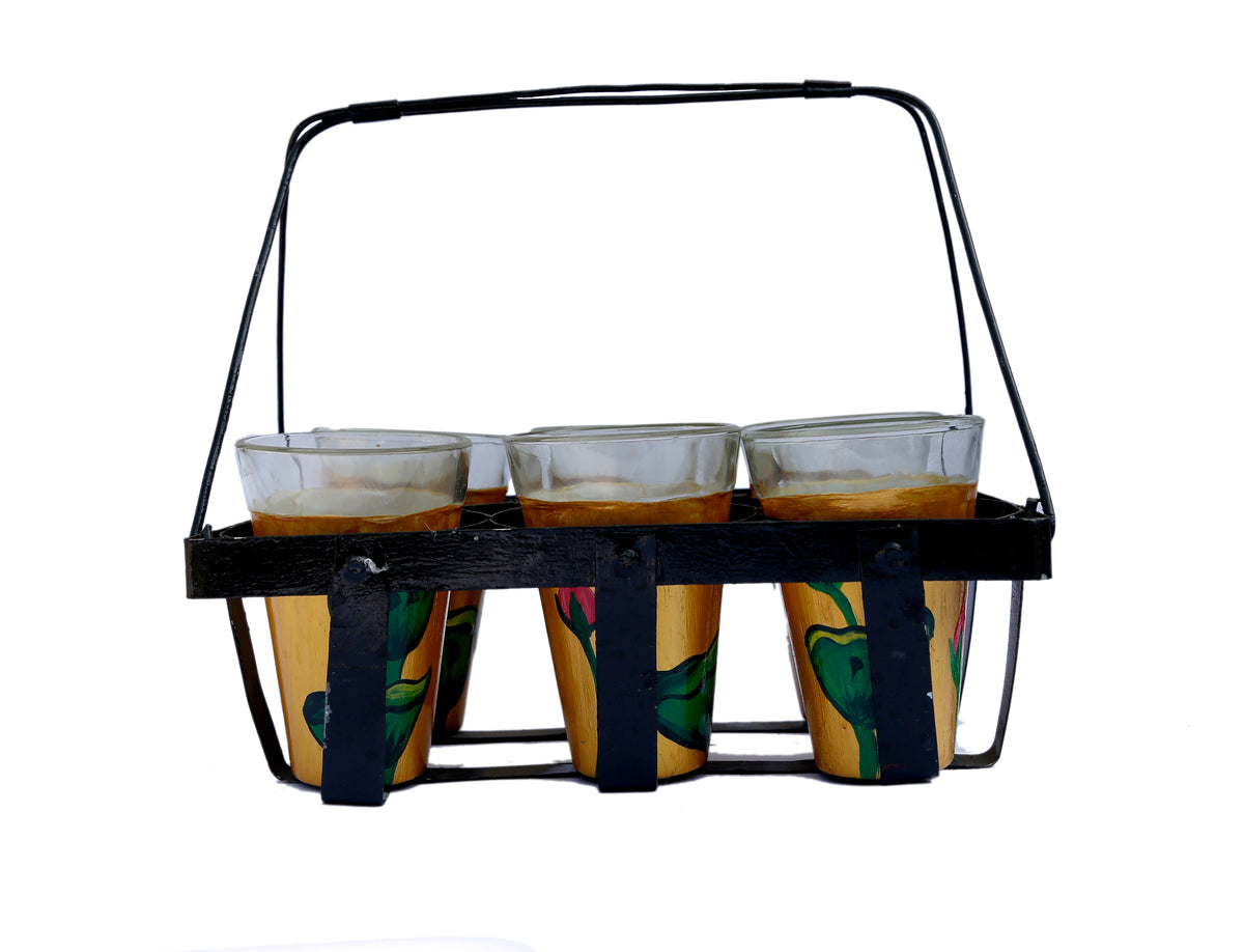 Cutting Chai glasses with stand-Kamal Ke Phool