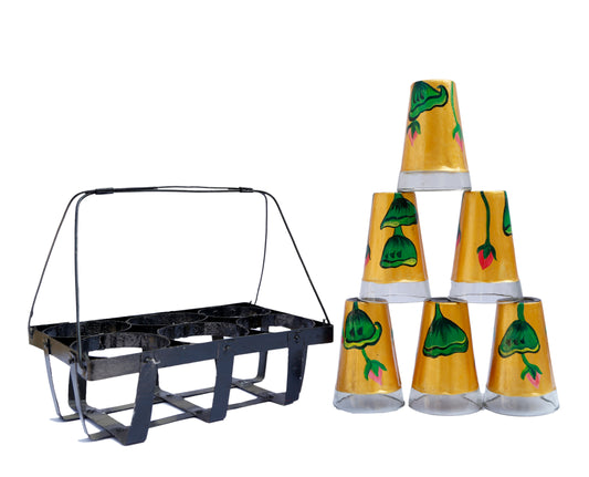 Cutting Chai glasses with stand-Kamal Ke Phool