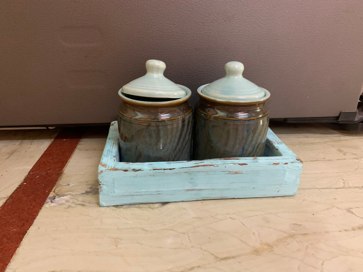 Turquoise Jars with Tray