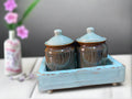 Turquoise Jars with Tray
