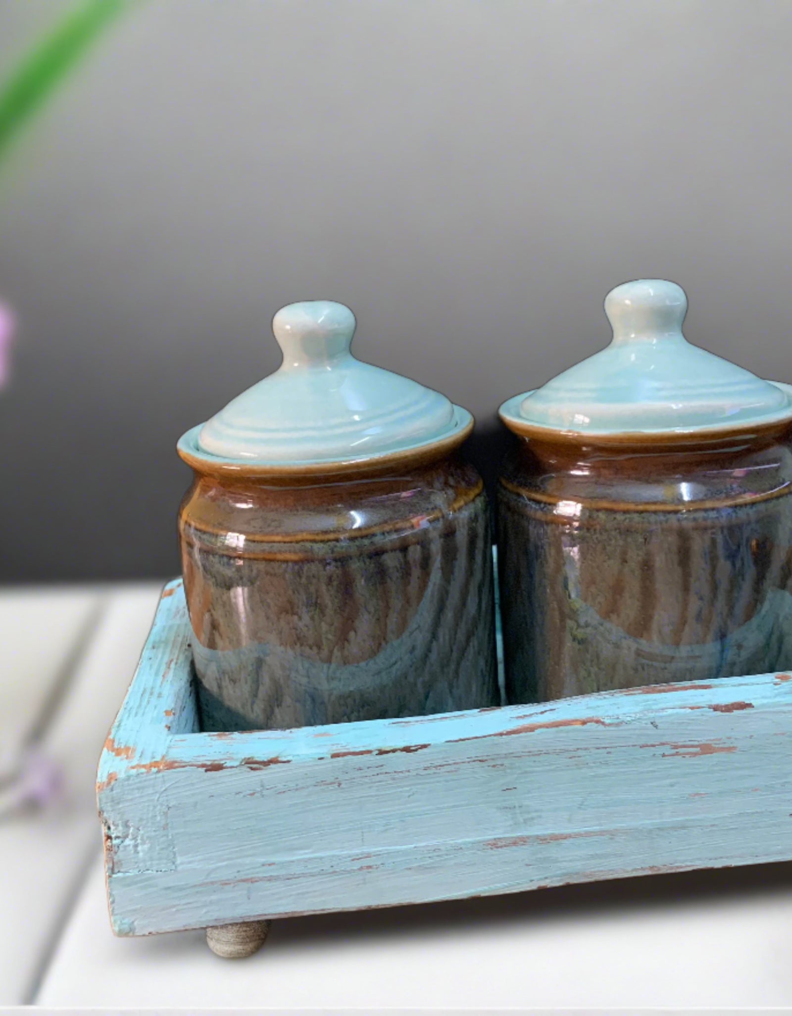 Turquoise Jars with Tray